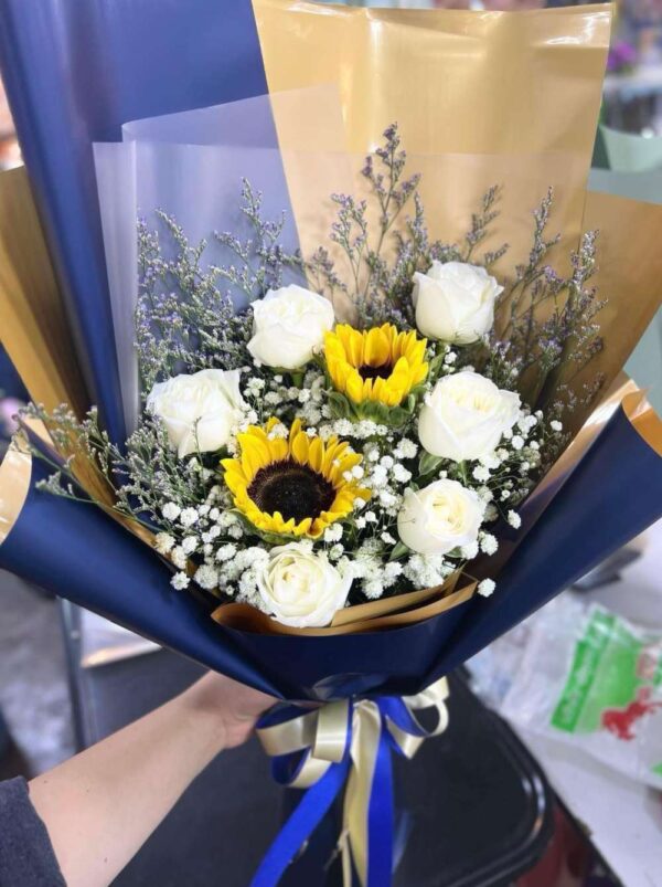 D25 ช่อเปิดหน้าทานตะวัน สองดอก