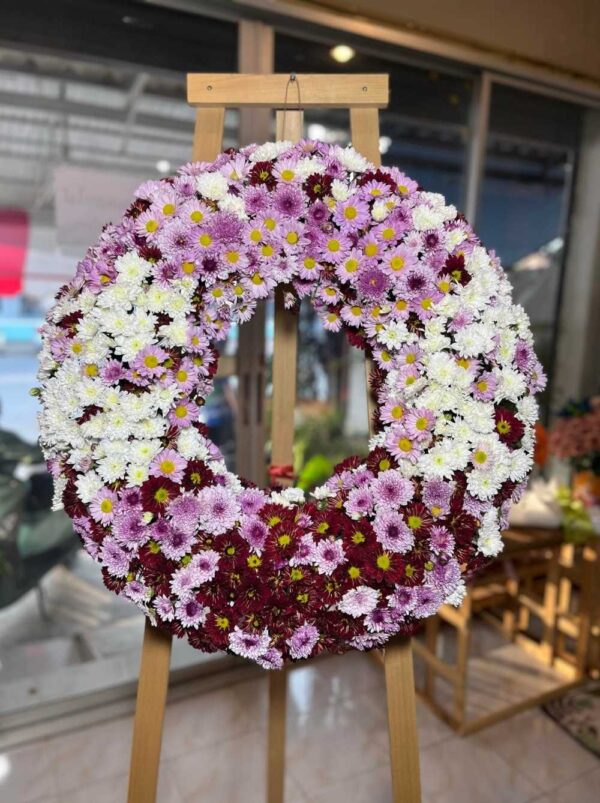 E51-พวงหรีดโทนม่วง