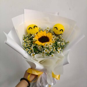 paksasawan13-ช่อดอกปิงปองทานตะวัน-ร้านดอกไม้บริการดี